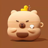 AirPods Case  Beige Silicone Capybara Cute Funny